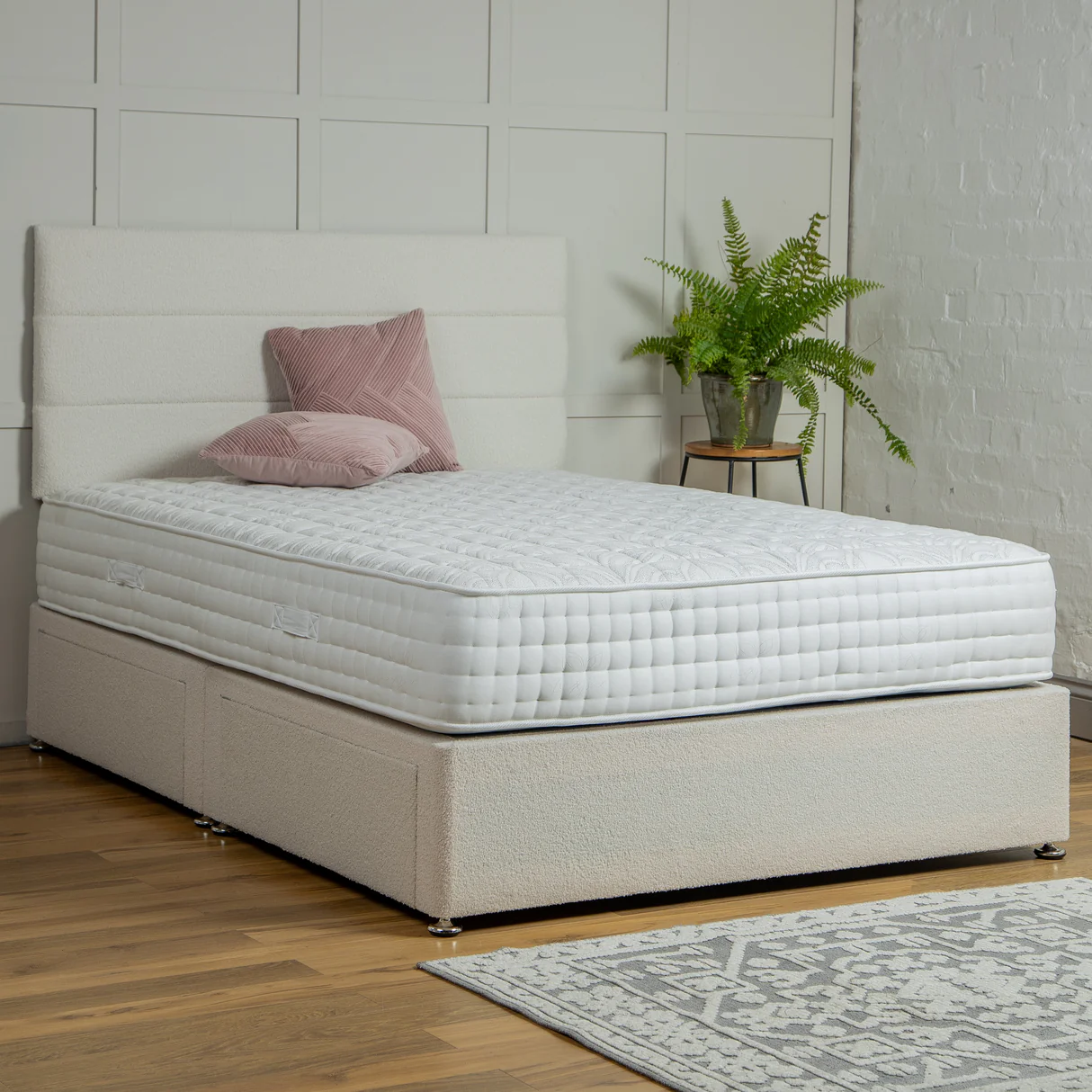 Kensington Divan Bed Set with Headboard UK - Detail view of premium divan from Newcastle Beds UK